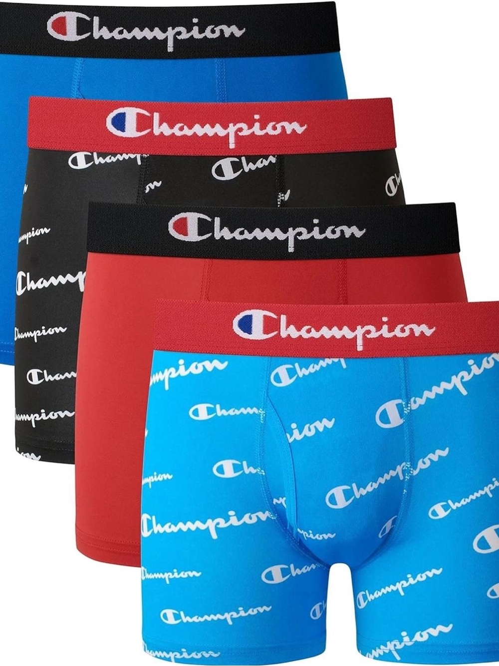 Champion Men's Boxer Brief 5-Pack in Blue, Red, Black